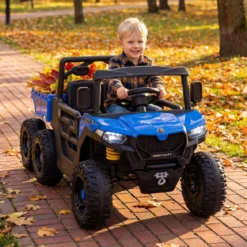 24V Kinderfahrzeug mit Elektrischem Kippbett & Fernbedienung & LED-Lichtern Kipplaster Blau