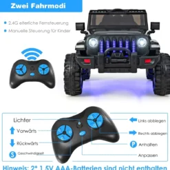 12V Kinder 1 Sitzer Elektroauto mit Fernbedienung & Hupe & Scheinwerfer Schwarz
