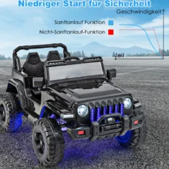 12V Kinder 1 Sitzer Elektroauto mit Fernbedienung & Hupe & Scheinwerfer Schwarz