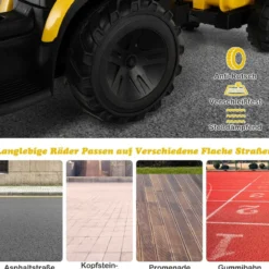12V Kinder Traktor mit Anhänger & Grabschaufel & MP3-Player für Kinder von 3-8 J. Gelb