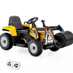 12V Kinder Walze mit Musik & Hupen & Scheinwerfer Elektroauto mit Verstellbarer Walze
