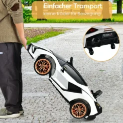 12V Lamborghini Kinder Elektroauto mit 2,4G-Fernbedienung Kinderauto 3-5km/h mit MP3 Weiß