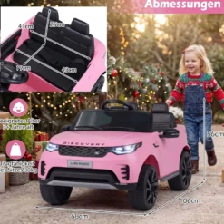 12V Land Rover Kinder-Elektroauto Federung LED Musik Kabellos Kinder ab 3 Jahren Rosa