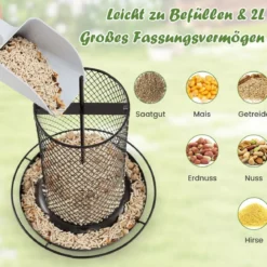 Vogelfutterhaus zum Aufhängen Vogelfutterspender aus Metall 20 x 28 cm Braun