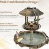 Vogeltränke mit Solarleuchte Blumentopf Vogelfutterhaus Ø43 x 110 cm Bronze