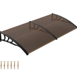 Vordach für Haustür Türvordach aus Polycarbonat mit Aluminiumstangen & PP-Halterung 197x89 cm