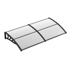 Vordach für Haustür Türvordach aus Polycarbonat mit Aluminiumstangen & PP-Halterung 197x89 cm
