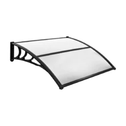 Vordach für Haustür 150 x 100 cm Überdachung aus Aluminium und Polycarbonat 150 x 100 x 28 cm Grau