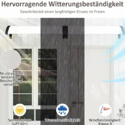 Vordach für Haustür 100 x 76 cm Transparentes Pultbogenvordach aus Polycarbonat & Aluminium Schwarz/Braun