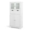 Vorratsschrank Freistehender Badezimmerschrank mit 2 Glastüren 60 x 30 x 128 cm Weiß