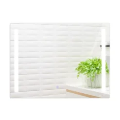 Wandmontierbarer LED-Spiegel mit stufenlos einstellbarer Helligkeit 80 x 60 cm