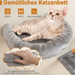 Wandmontierter Katzenturm-Set Platzsparendes Kratzbaum-Set mit 2-stufiger Plattform Grau