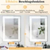 Wandspiegel mit LED-Beleuchtung & Speicherfunktion & Zeit- & Temperaturanzeige Kosmetikspiegel