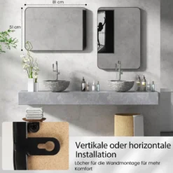 Wandspiegel mit Metallrahmen & Abgerundeten Ecken Moderner Schminkspiegel Schwarz