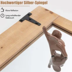 Wandspiegel zum Aufhängen mit Holzrahmen & Metallhaken Hängespiegel Holzspiegel