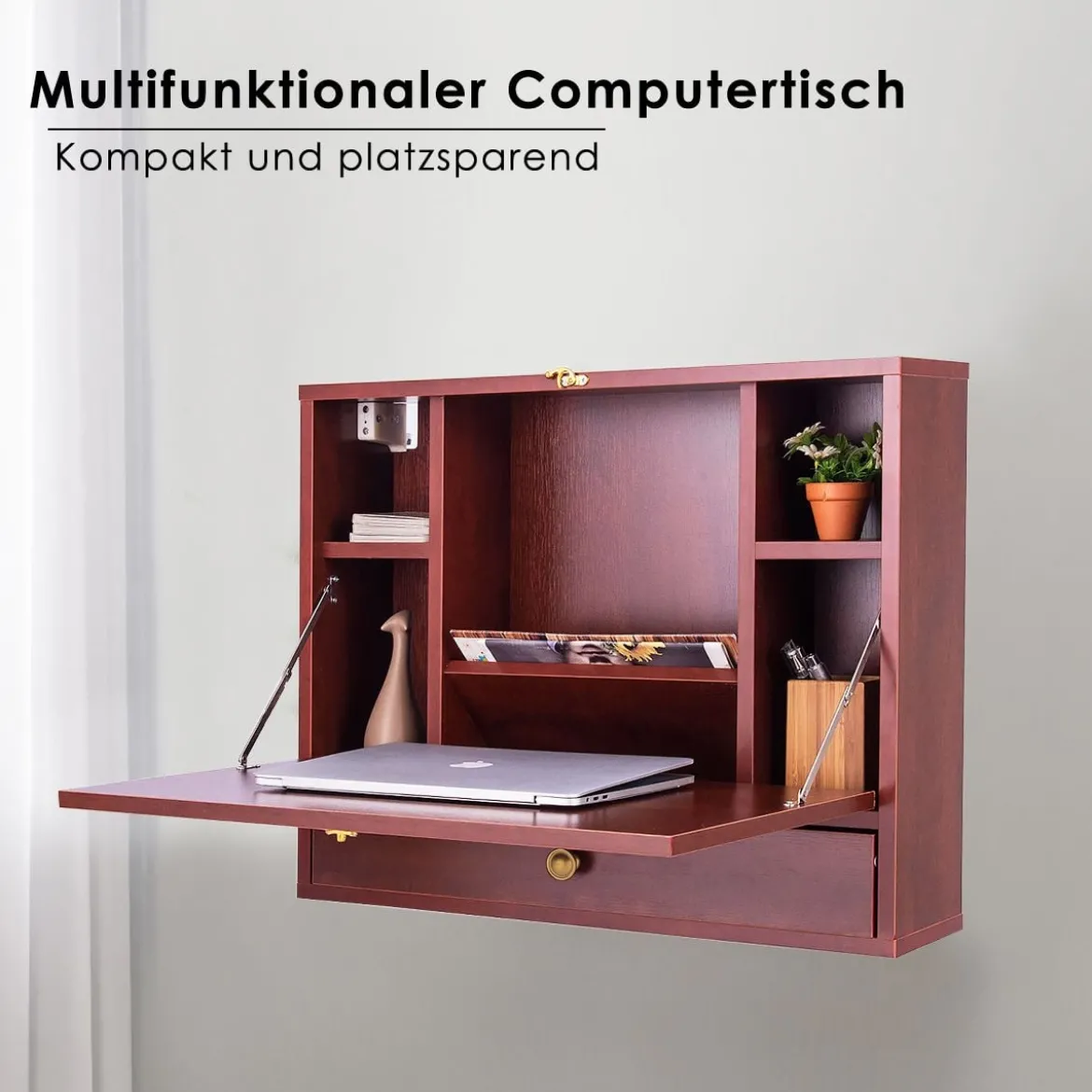 Wandtisch Klapptisch Multifunktionaler Schreibtisch Laptop-Tisch Braun