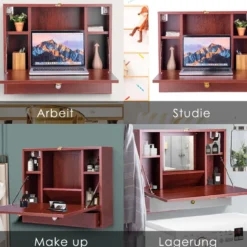 Wandtisch Klapptisch Multifunktionaler Schreibtisch Laptop-Tisch Braun