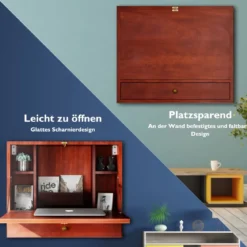 Wandtisch Klapptisch Multifunktionaler Schreibtisch Laptop-Tisch Braun