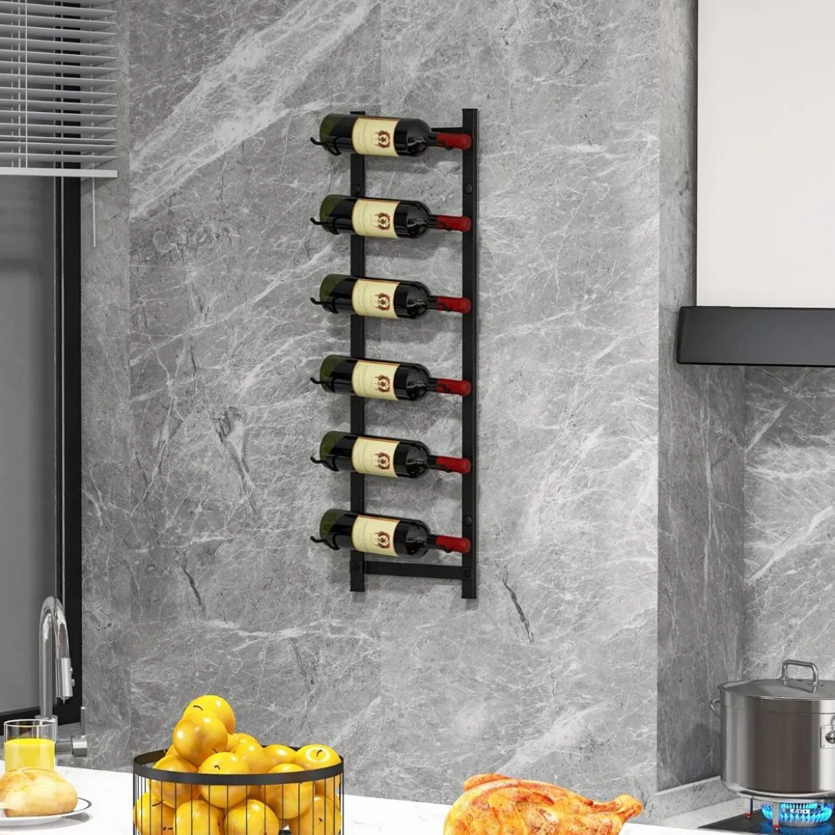 Wand Weinregal für 6/9/12 Weinflaschen Metall Flaschenhalter Industriales Flaschenregal