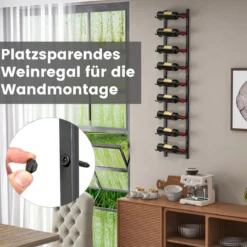 Wand Weinregal für 6/9/12 Weinflaschen Metall Flaschenhalter Industriales Flaschenregal