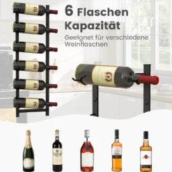 Wand Weinregal für 6/9/12 Weinflaschen Metall Flaschenhalter Industriales Flaschenregal