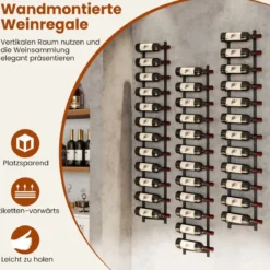 Wand Weinregal für 6/9/12 Weinflaschen Metall Flaschenhalter Industriales Flaschenregal