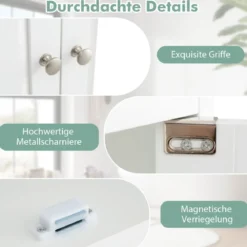Waschbeckenunterschrank Badezimmerschrank mit 2 Türen & verstellbaren Regal Gerade Beine Weiß 60 x 30 x 60 cm