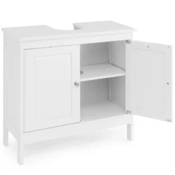 Waschbeckenunterschrank Badezimmerschrank mit 2 Türen & verstellbaren Regal Gerade Beine Weiß 60 x 30 x 60 cm