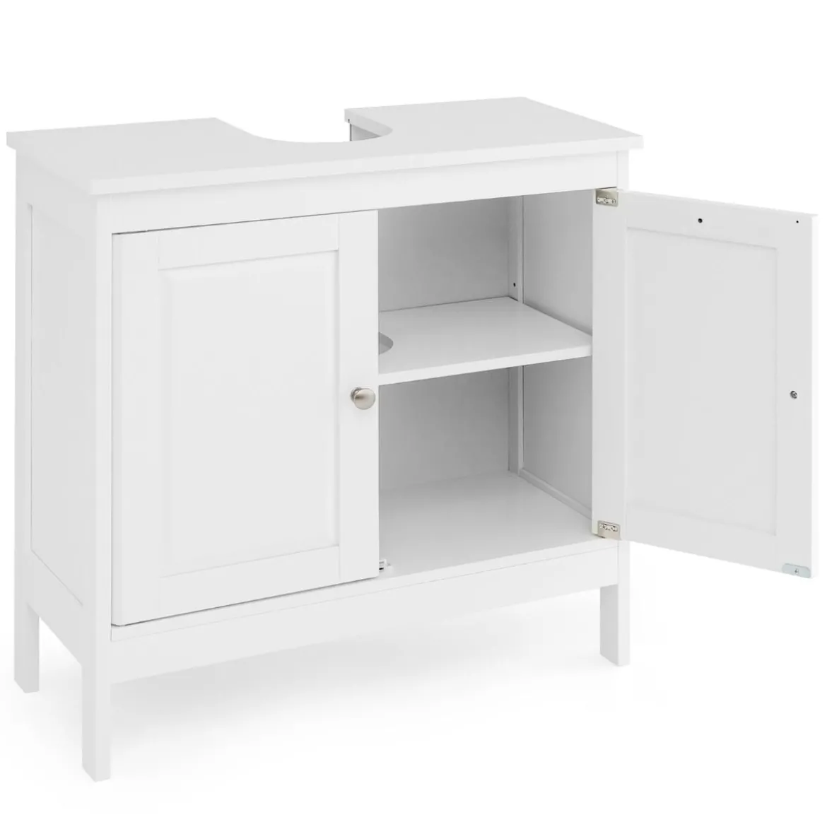 Waschbeckenunterschrank Badezimmerschrank mit 2 Türen & verstellbaren Regal Gerade Beine Weiß 60 x 30 x 60 cm