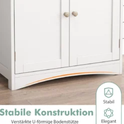 Waschbeckenunterschrank Badezimmerschrank mit 2 Türen U förmige Beine Weiß 60 x 30 x 60 cm