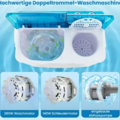 Waschmaschine mit 7,5 Kg Waschkapazität & 3 Kg Schleuderkapazität Blau