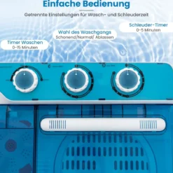 Waschmaschine mit 7,5 Kg Waschkapazität & 3 Kg Schleuderkapazität Blau