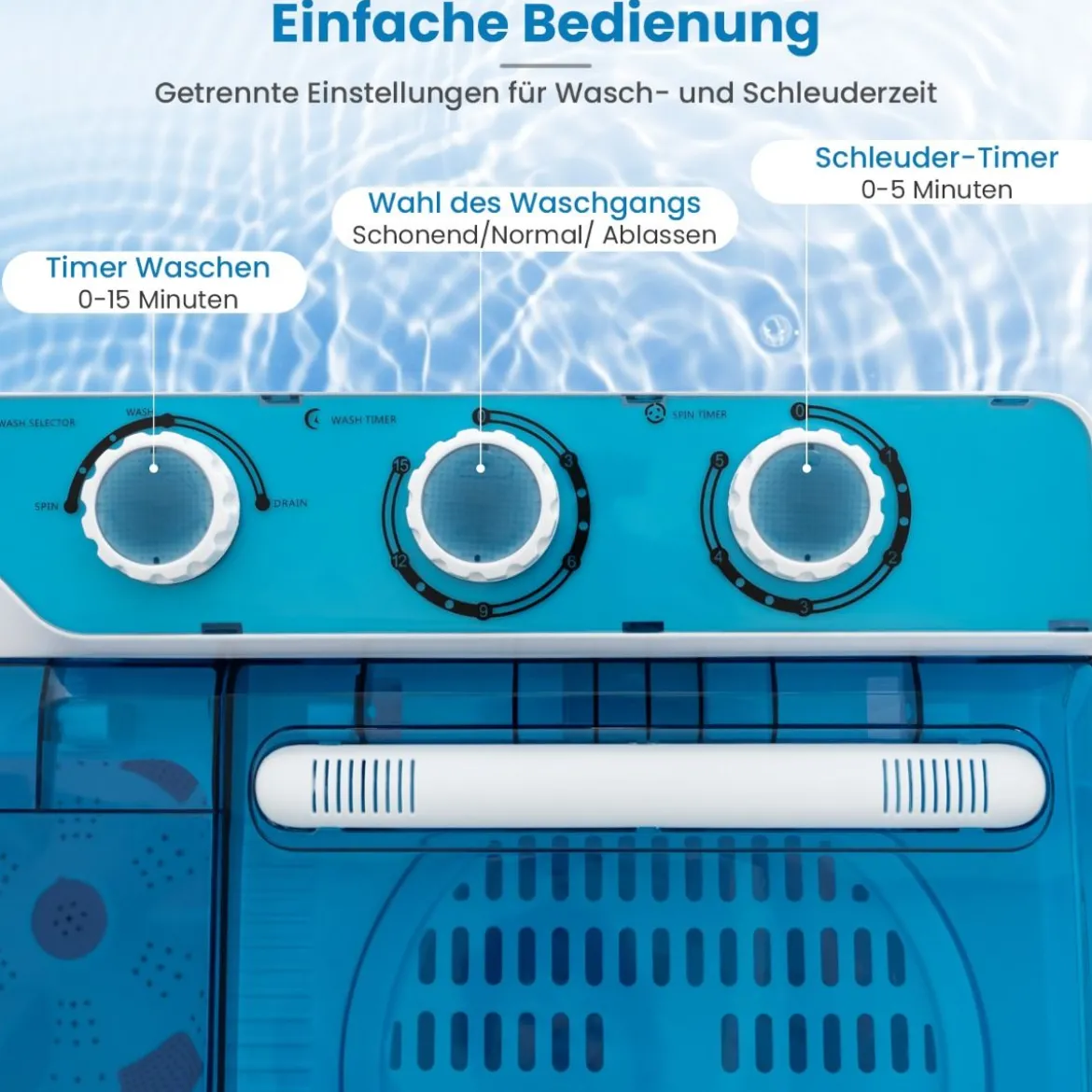 Waschmaschine mit 7,5 Kg Waschkapazität & 3 Kg Schleuderkapazität Blau
