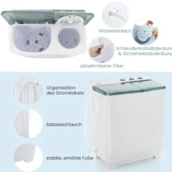 Waschmaschine mit 7,5 Kg Waschkapazität & 3 Kg Schleuderkapazität Grau