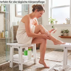 Wasserfester HDPE-Badhocker Duschbank für Badewanne & Badezimmer 150 kg Tragbar Weiß