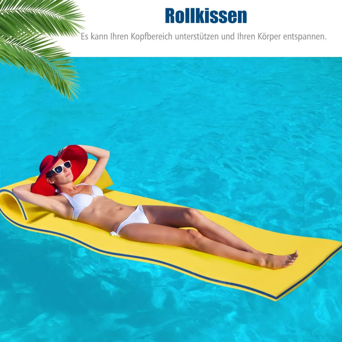 Wassermatte Schwimmmatte Wasserbett Wassermatratze Schwimminsel 60kg Tragkraft 210 x 66cm