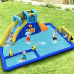 Wasserpark 6-in-1 Hüpfburg mit Gebläse & Wasserdüsen & Rutsche 525 x 373 x 203 cm