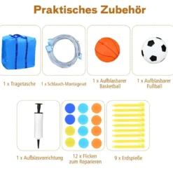Wasserpark 6-in-1 Hüpfburg mit Gebläse & Wasserdüsen & Rutsche 525 x 373 x 203 cm