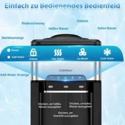 Wasserspender 3-in-1 Arbeitsplatten-Wasserkühler mit 3 Temperatureinstellungen für Heiß / Kalt / Eis Silber