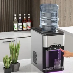 Wasserspender 3-in-1 Arbeitsplatten-Wasserkühler mit 3 Temperatureinstellungen für Heiß / Kalt / Eis Silber