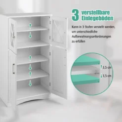 WC-Schrank fürs Badezimmer Wäscheschrank mit Türen 60 x 30 x 108 cm Weiß