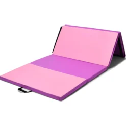 Weichbodenmatte 240 x 120 x 5 cm Yogamatte mit Klettverschluss &2 Tragegriffe Rosa