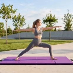 Weichbodenmatte 240 x 120 x 5 cm Yogamatte mit Klettverschluss &2 Tragegriffe Violett