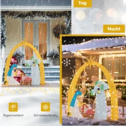 Weihnachten Krippe mit LED-Lichtern Große Weihnachtskrippe Beleuchtete Weihnachtsdeko