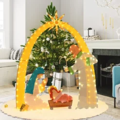 Weihnachten Krippe mit LED-Lichtern Große Weihnachtskrippe Beleuchtete Weihnachtsdeko