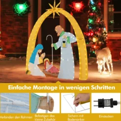 Weihnachten Krippe mit LED-Lichtern Große Weihnachtskrippe Beleuchtete Weihnachtsdeko