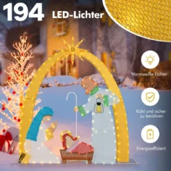 Weihnachten Krippe mit LED-Lichtern Große Weihnachtskrippe Beleuchtete Weihnachtsdeko