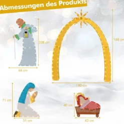 Weihnachten Krippe mit LED-Lichtern Große Weihnachtskrippe Beleuchtete Weihnachtsdeko