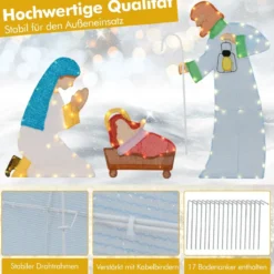 Weihnachten Krippe mit LED-Lichtern Große Weihnachtskrippe Beleuchtete Weihnachtsdeko