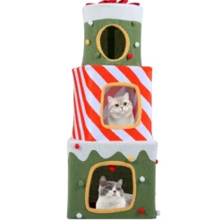 Weihnachtlicher Katzenbaum für Katzen im Innenbereich 120 cm niedliches Klettermöbel